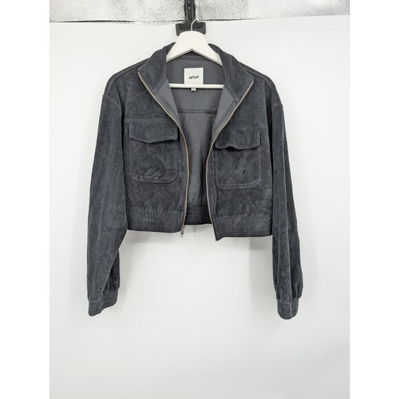aerie Jackets & Blazers - Aerie Groove On Corduroy Zip Crop Jacket Women's Small Gray Fall Cool Weather